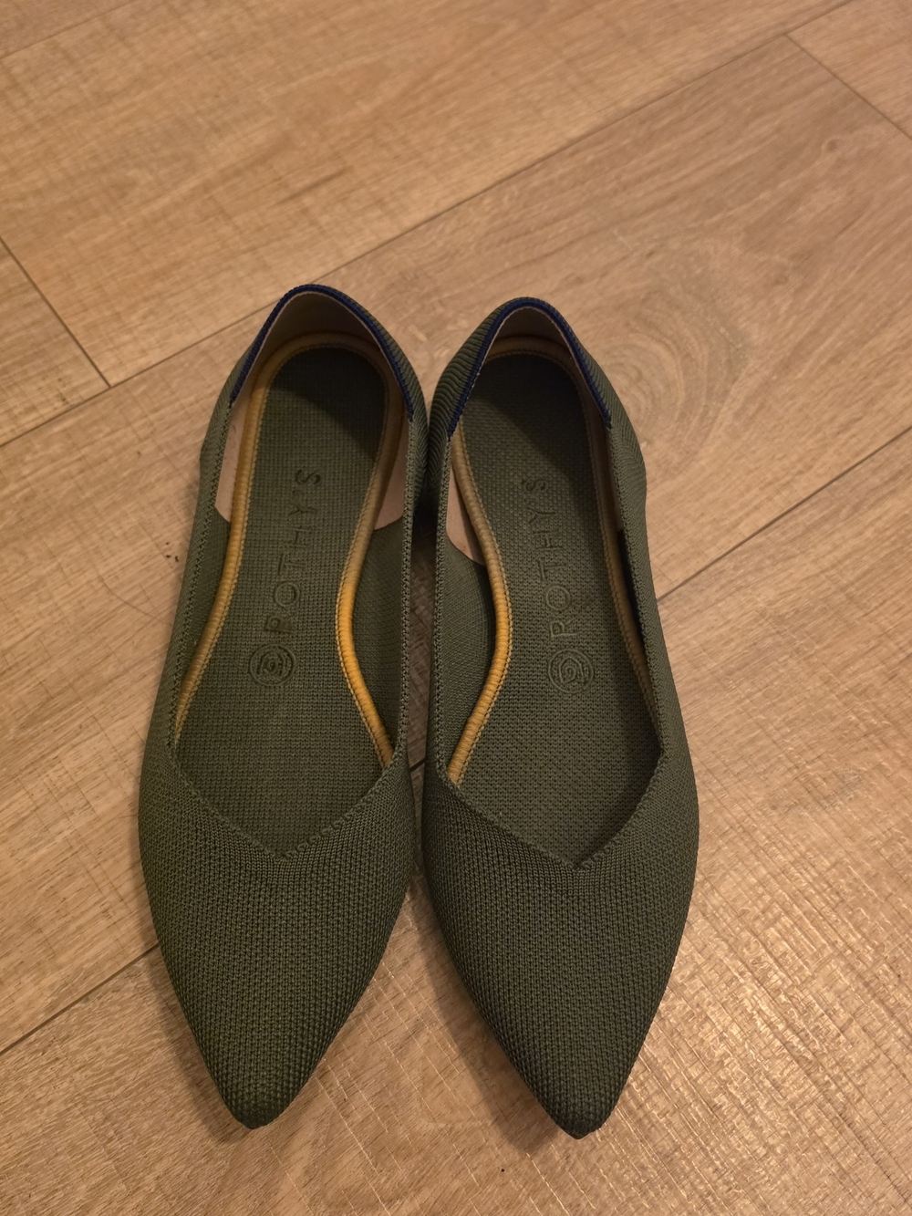 Rothy's Olive Green Pointed Knit Flats